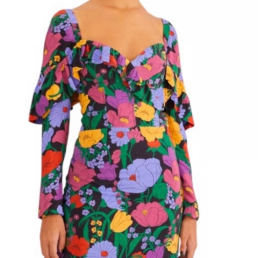 FARM Rio Colorful Floral Long Sleeve Dress - Picture 3 of 16